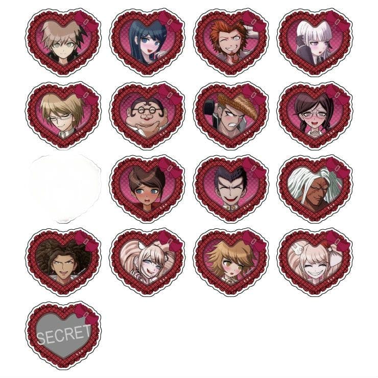 ダンガンロンパシリーズ　ハート型アクリルバッジ 16個