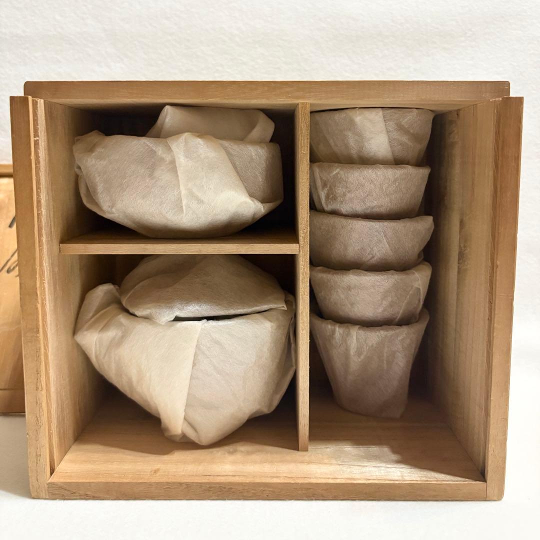備前焼 木村陶峰 茶器揃 陶芸 煎茶器 宝瓶 湯冷まし 煎茶碗 木箱 共箱