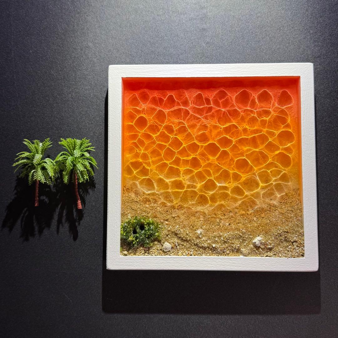 【夕焼けの海】 レジンアート オーシャンアート 海 ハンドメイド インテリア