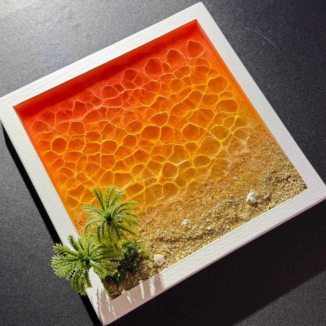 【夕焼けの海】 レジンアート オーシャンアート 海 ハンドメイド インテリア