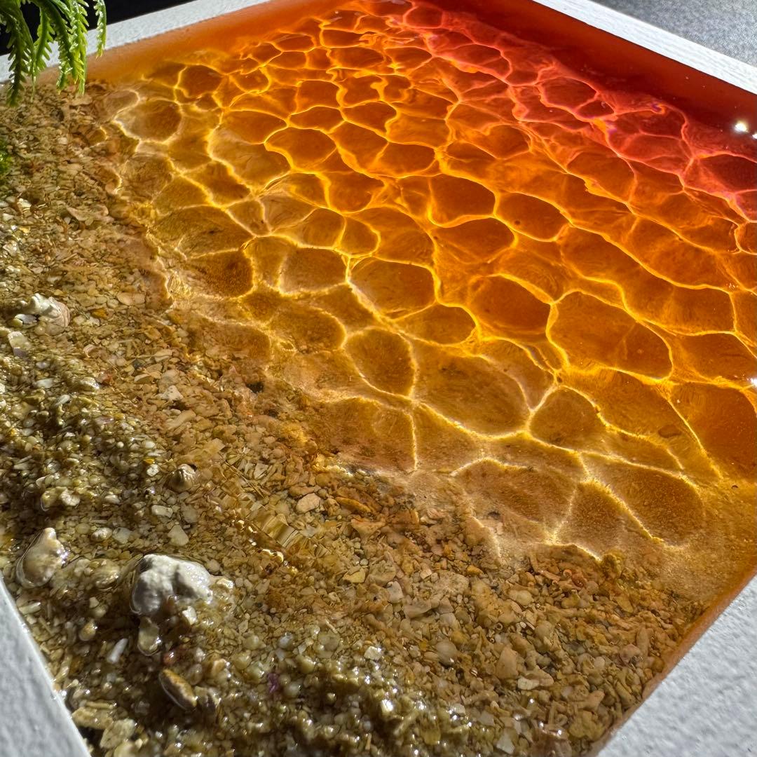 【夕焼けの海】 レジンアート オーシャンアート 海 ハンドメイド インテリア