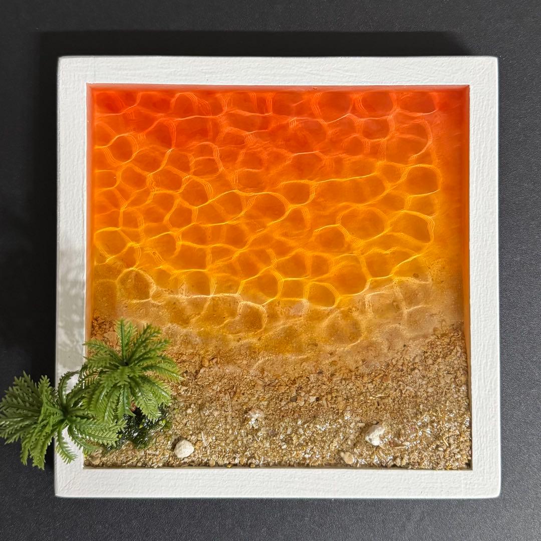 【夕焼けの海】 レジンアート オーシャンアート 海 ハンドメイド インテリア