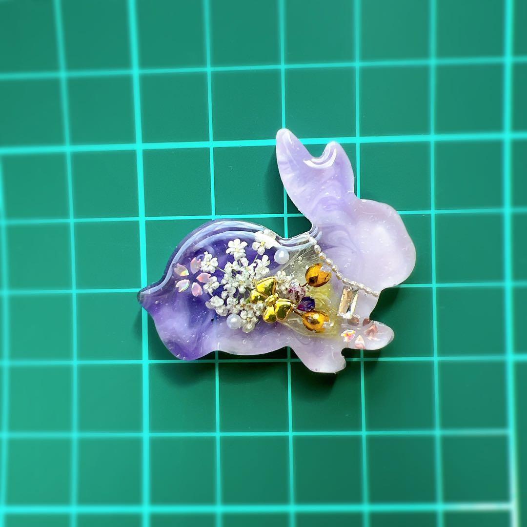 レジン ヘアゴム うさぎ ドライフラワー No.881