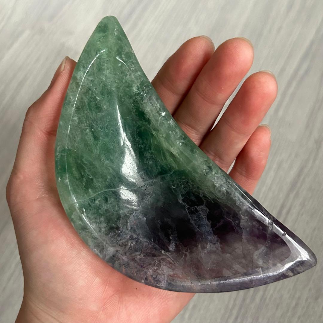 《美》　フローライト　月　濃い　ボウル　お皿　365g