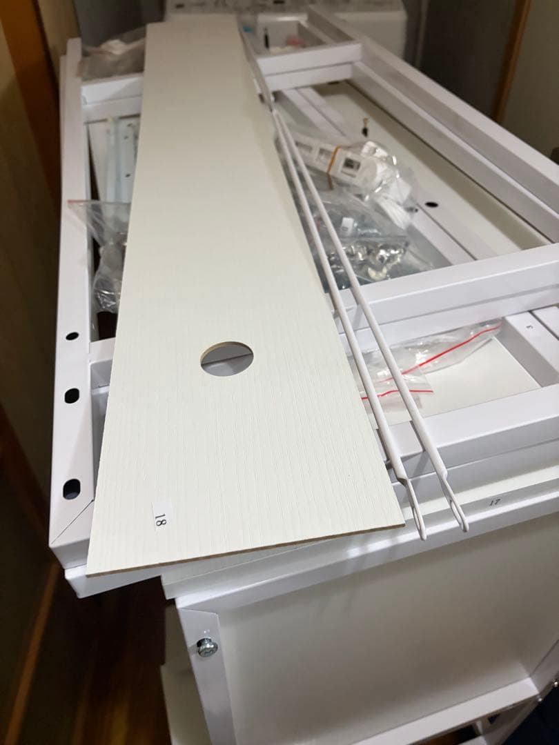 未使用品！ホワイトレンジボード 収納棚付き