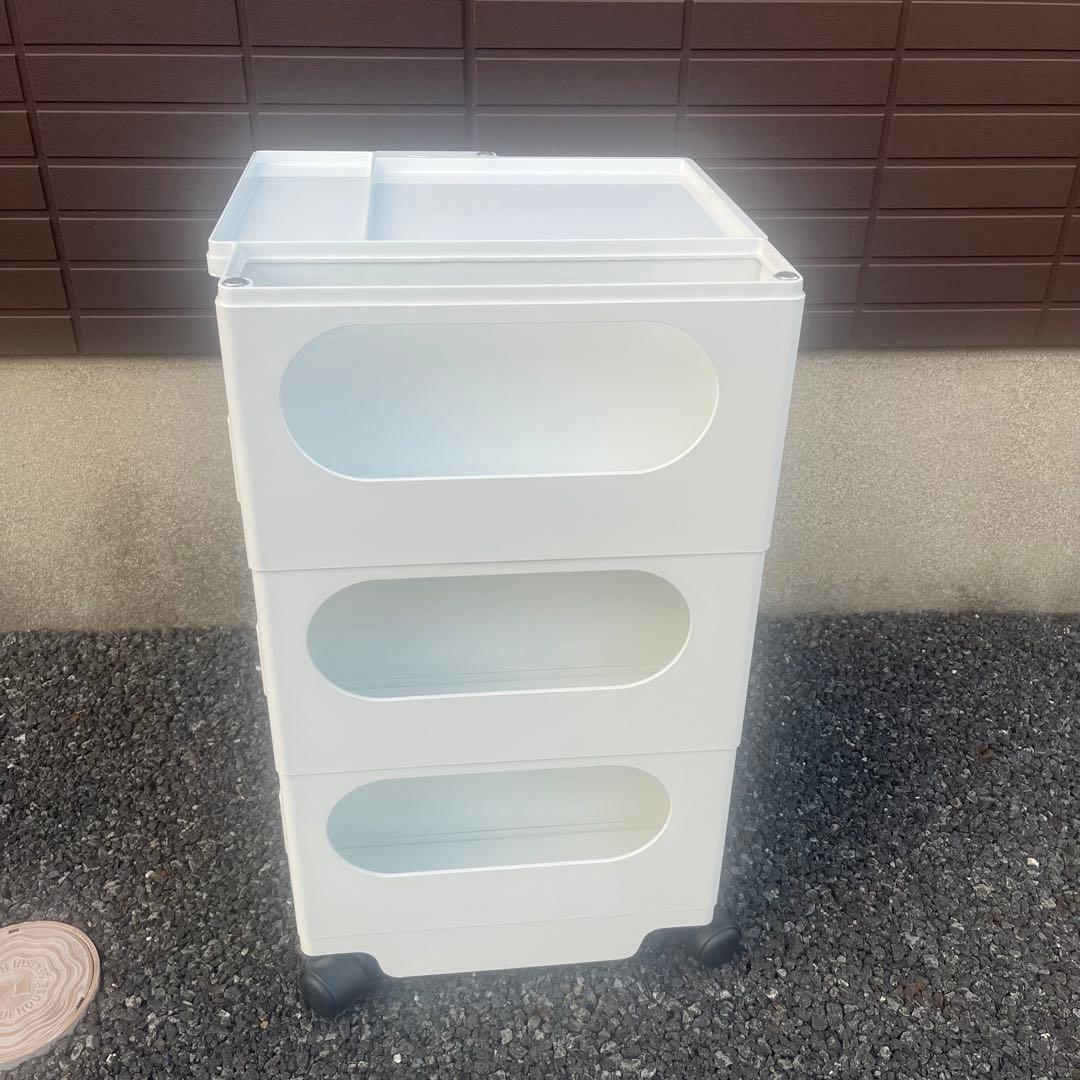 【良品】BOBY WAGON ボビーワゴン 3段5トレイ WHITE
