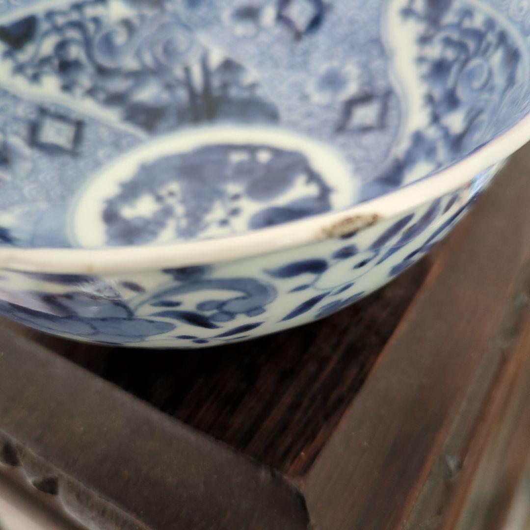 骨董　古伊万里　鉢　器　染め付け　芙蓉手　伊万里　4枚