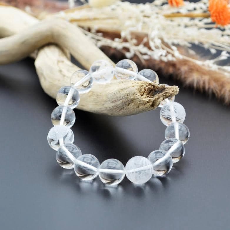 四神 水晶 12ｍｍ ブレスレット 手彫り 四神獣 彫刻 青龍 白虎 朱雀 玄武