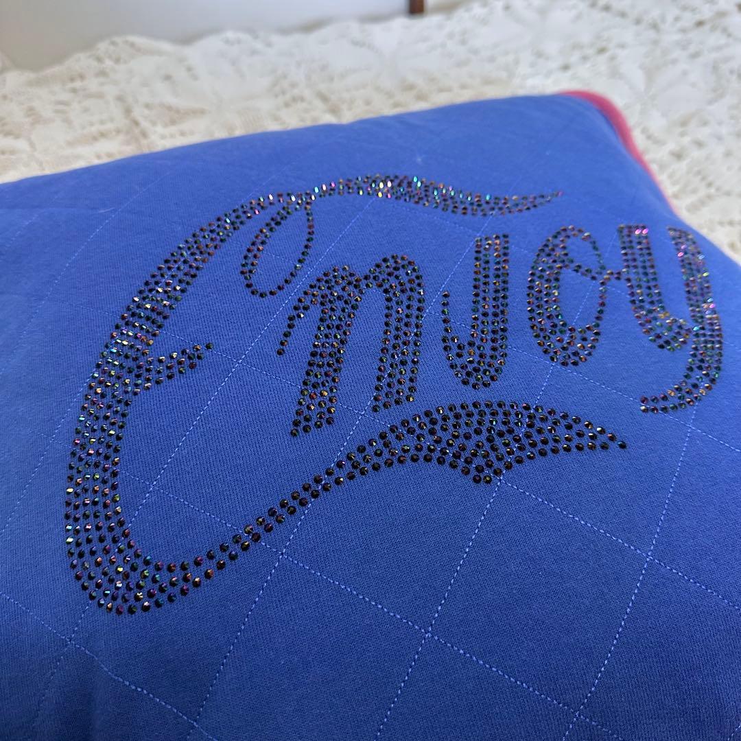 新品未使用☆ルシアンペラフィネ☆クッション☆Enjoy☆ラインストーン☆ブルー☆