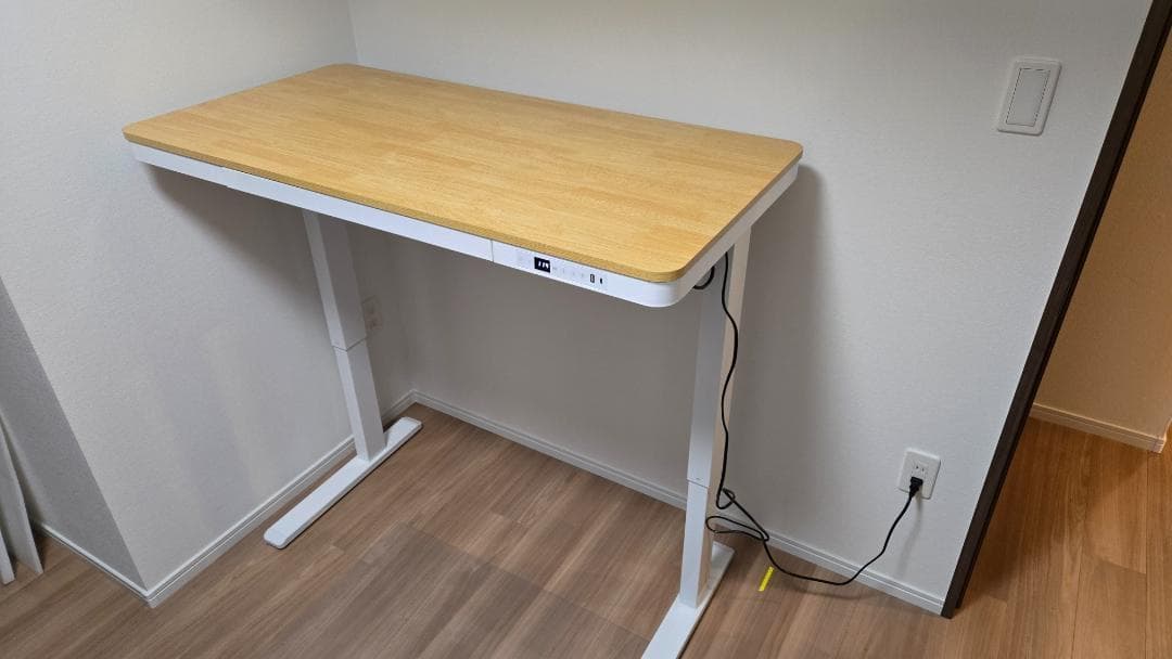 【hakuyu】Acrolix 電動昇降デスク（白脚＋メイプル天板）
