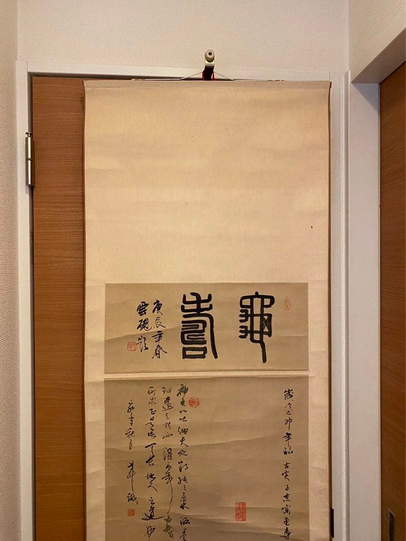 掛軸 在銘（作者不明） ＂神龜図＂中国画 紙本肉筆 箱無