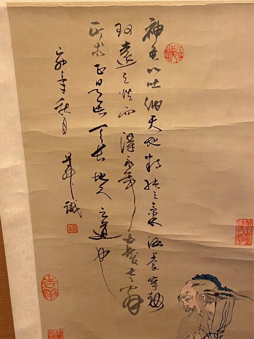 掛軸 在銘（作者不明） ＂神龜図＂中国画 紙本肉筆 箱無