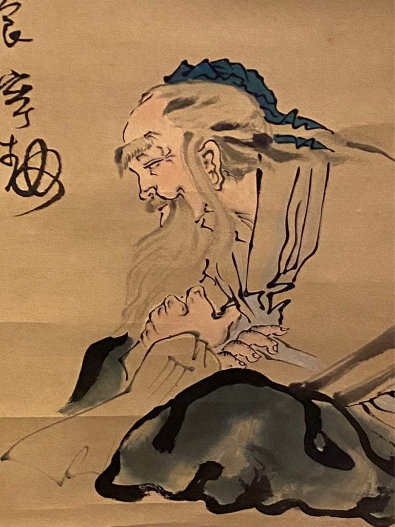 掛軸 在銘（作者不明） ＂神龜図＂中国画 紙本肉筆 箱無