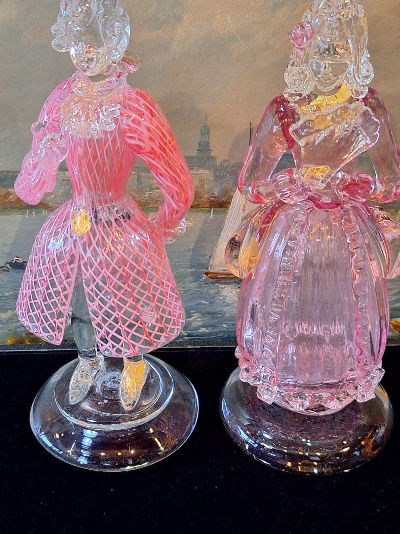 ムラーノ　珍しいピンク　二人　極美