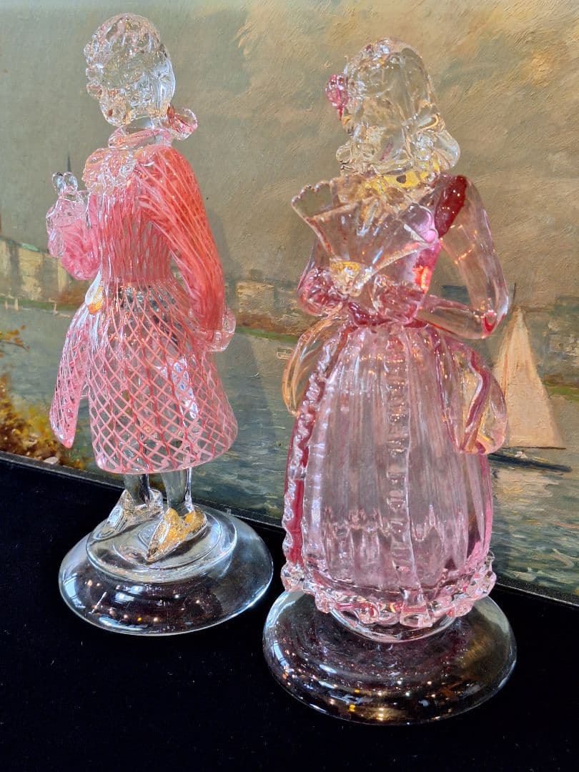 ムラーノ　珍しいピンク　二人　極美