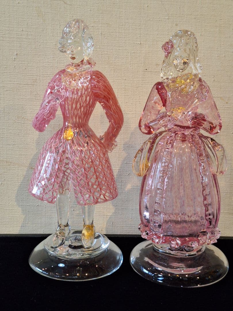 ムラーノ　珍しいピンク　二人　極美