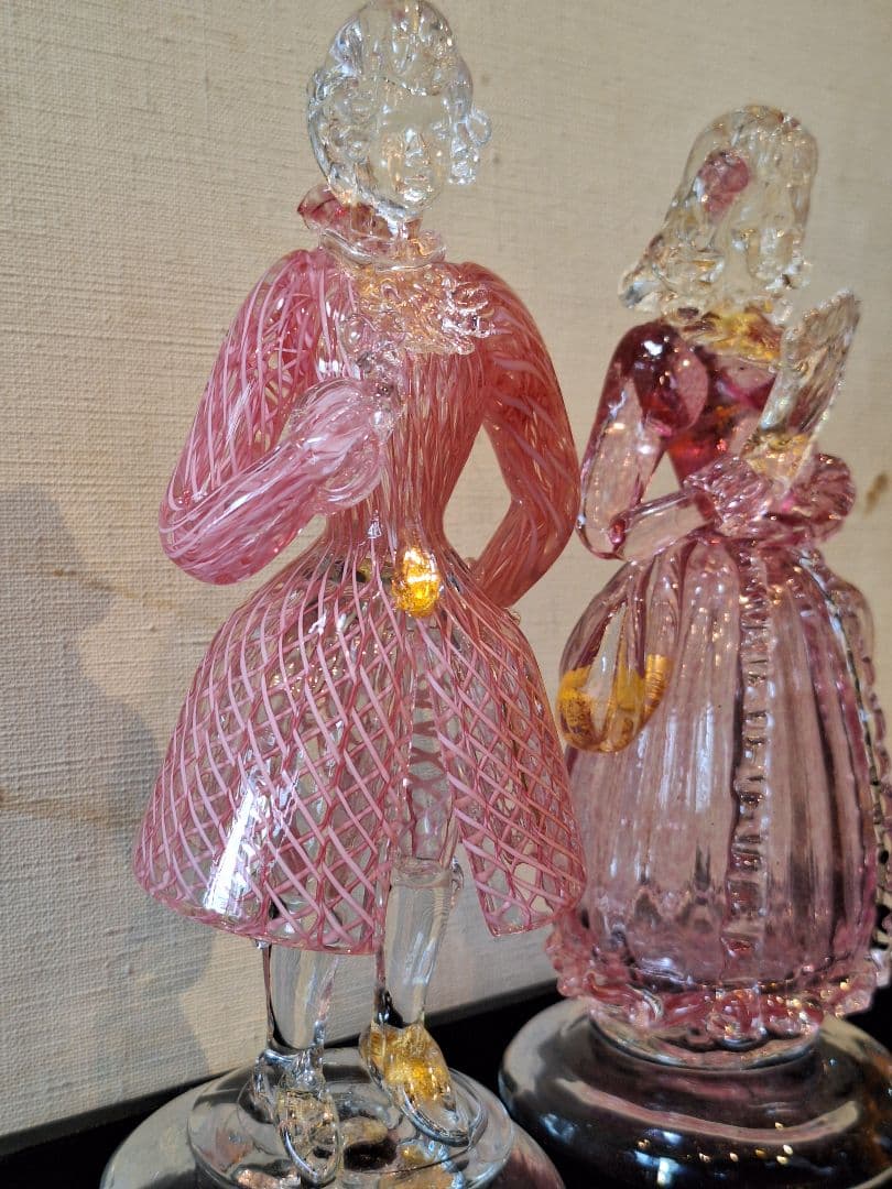 ムラーノ　珍しいピンク　二人　極美