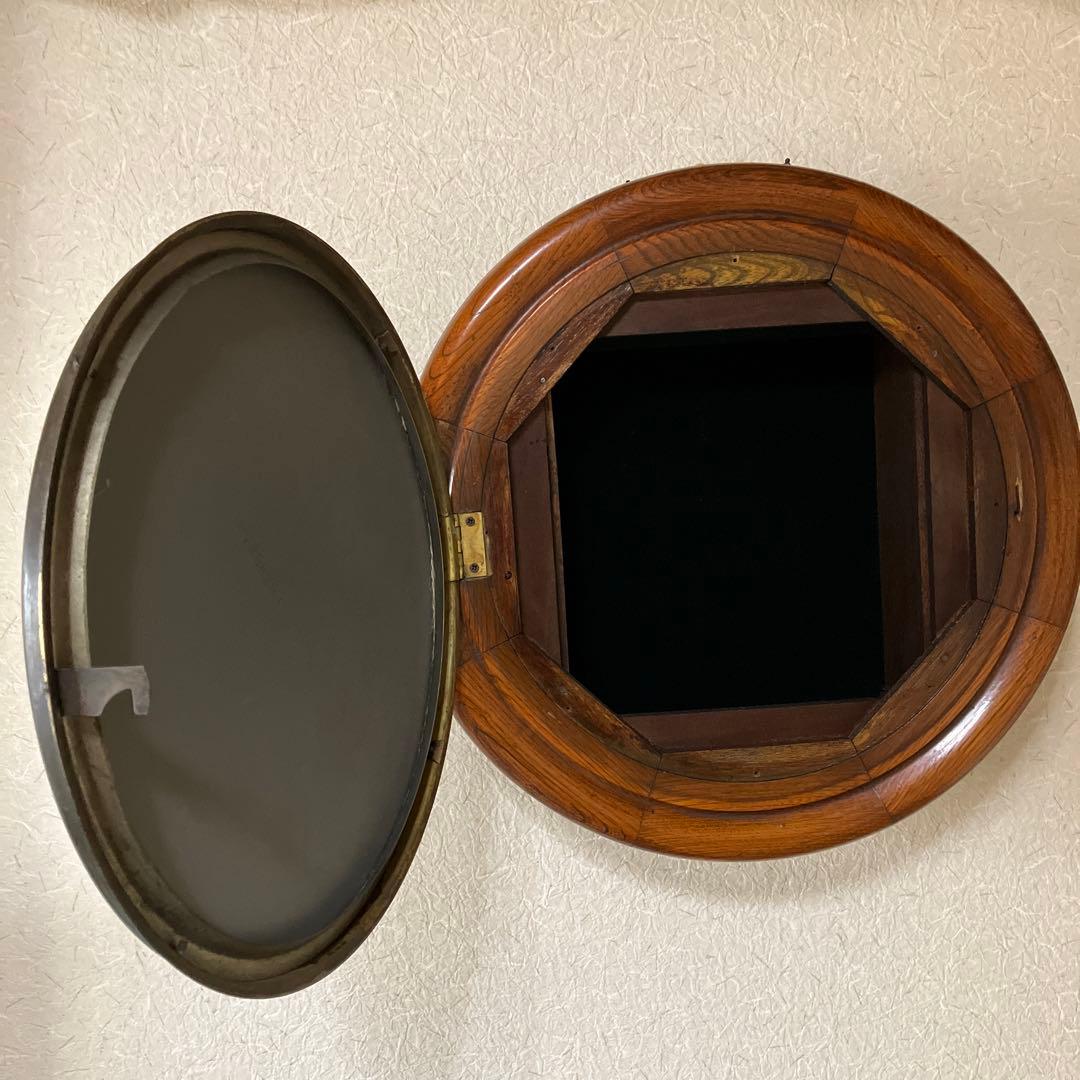 処分価格　アンティーク　小物入れ付きミラー　古時計リメイク