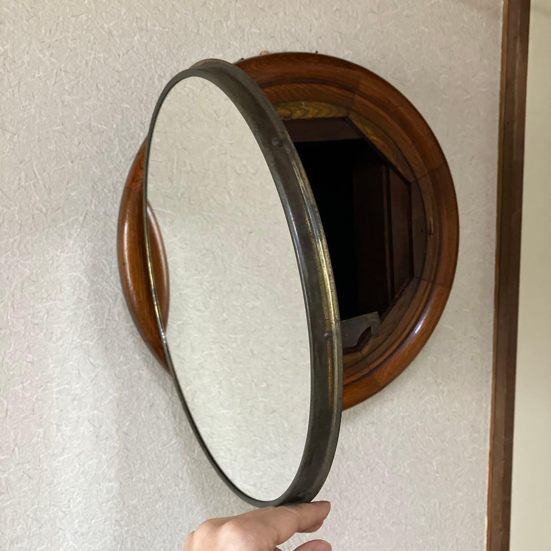 処分価格　アンティーク　小物入れ付きミラー　古時計リメイク