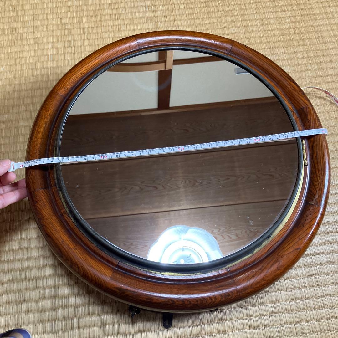 処分価格　アンティーク　小物入れ付きミラー　古時計リメイク