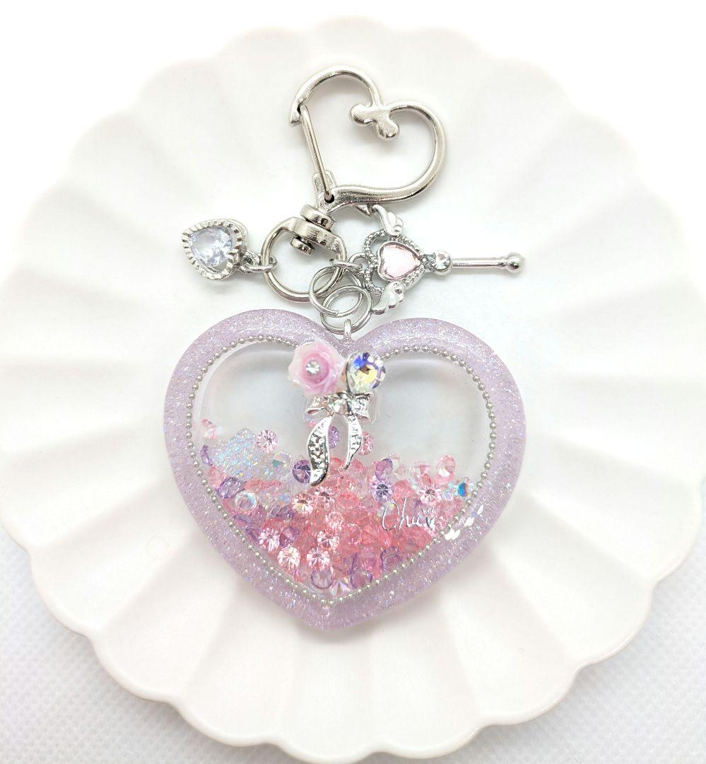 シャカシャカキーホルダー シャカシャカシェイカー 薄ピンク ラメ ハート