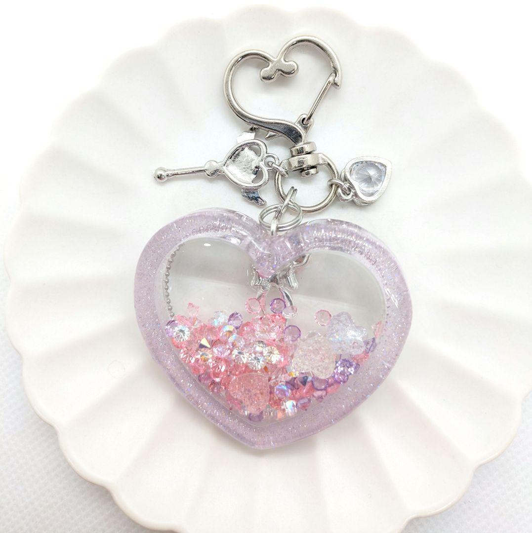 シャカシャカキーホルダー シャカシャカシェイカー 薄ピンク ラメ ハート