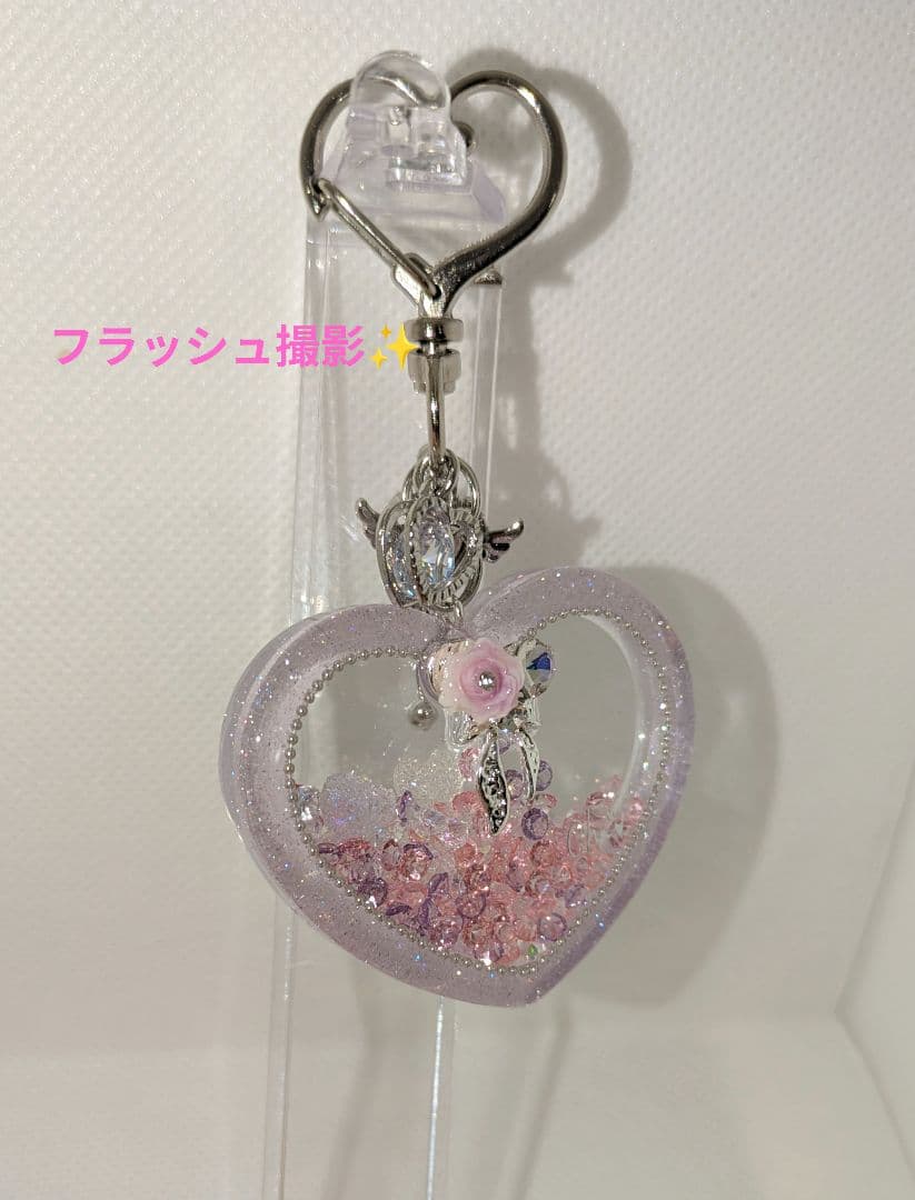 シャカシャカキーホルダー シャカシャカシェイカー 薄ピンク ラメ ハート