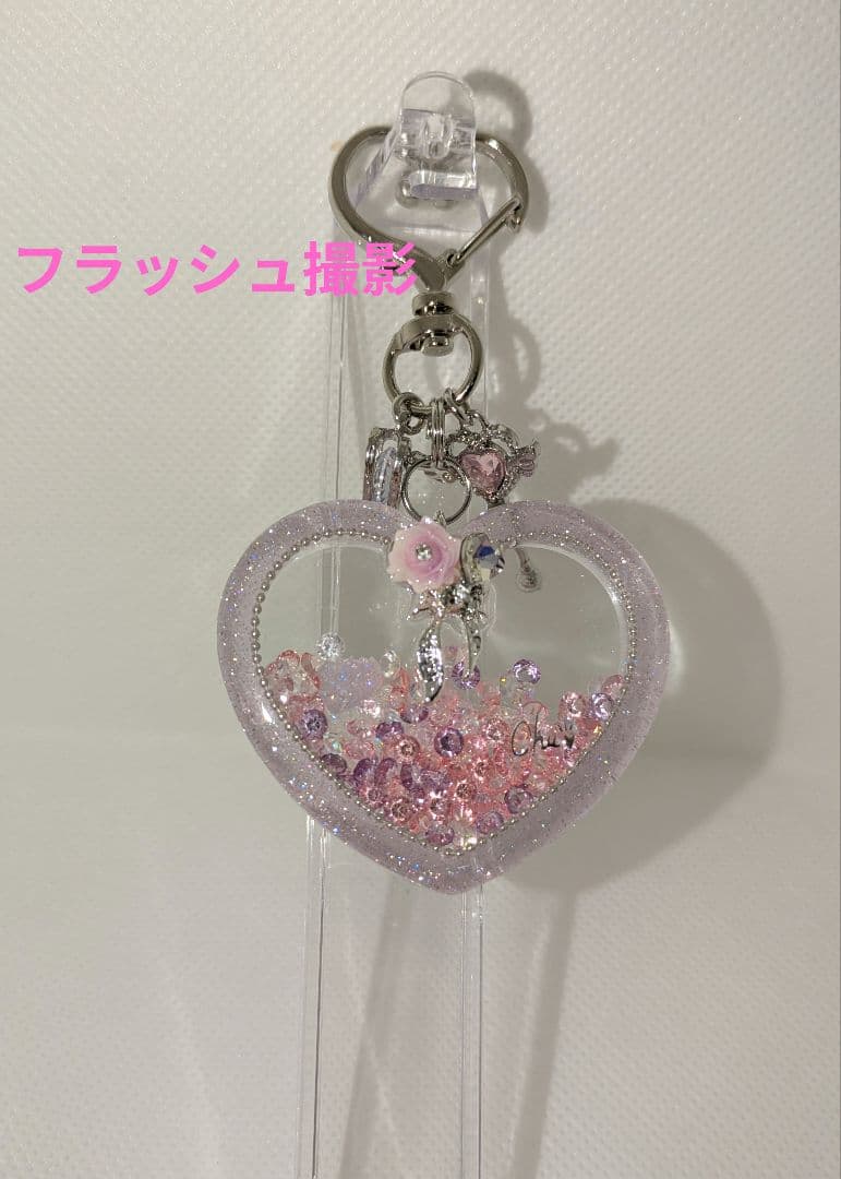 シャカシャカキーホルダー シャカシャカシェイカー 薄ピンク ラメ ハート