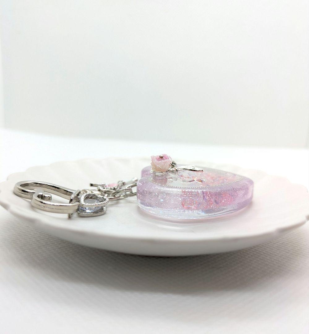 シャカシャカキーホルダー シャカシャカシェイカー 薄ピンク ラメ ハート