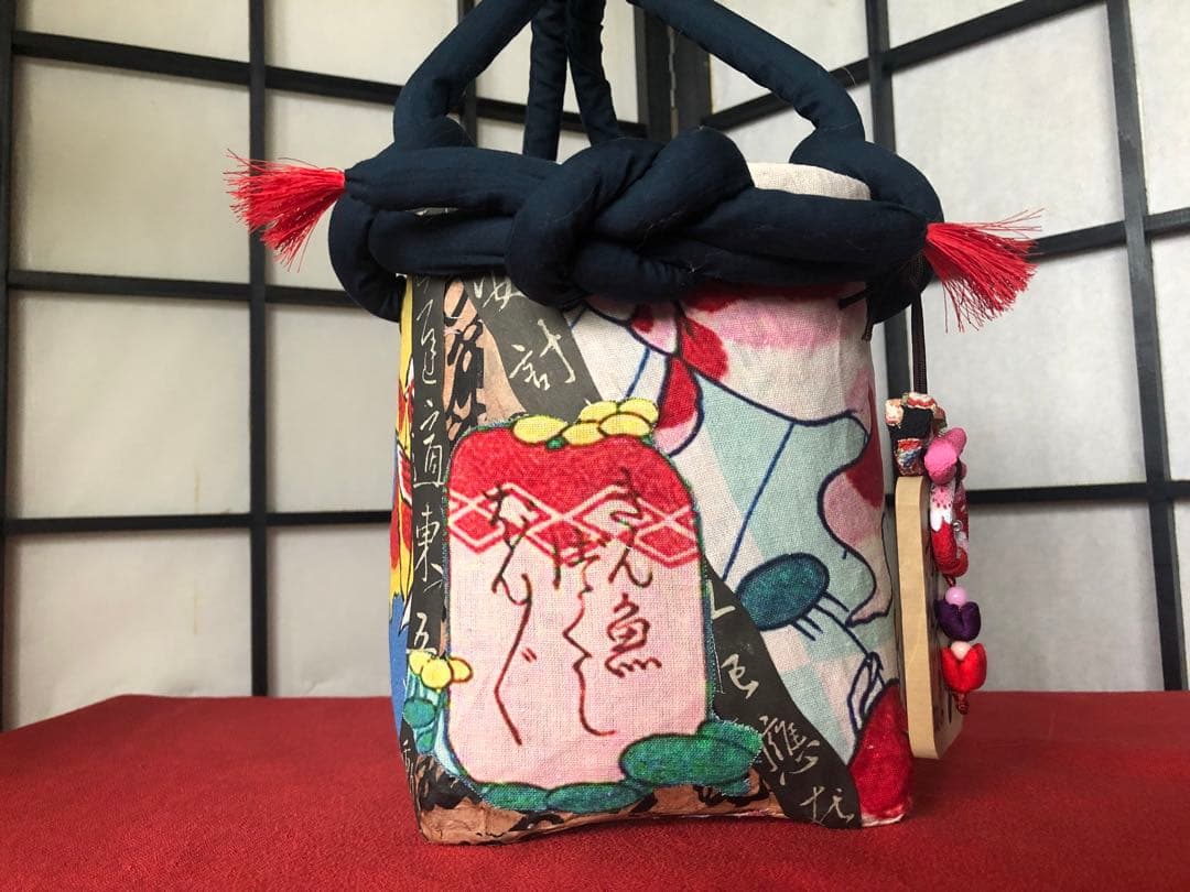 一閑張り　一閑張りバック　 歌川国芳　金魚　浮世絵