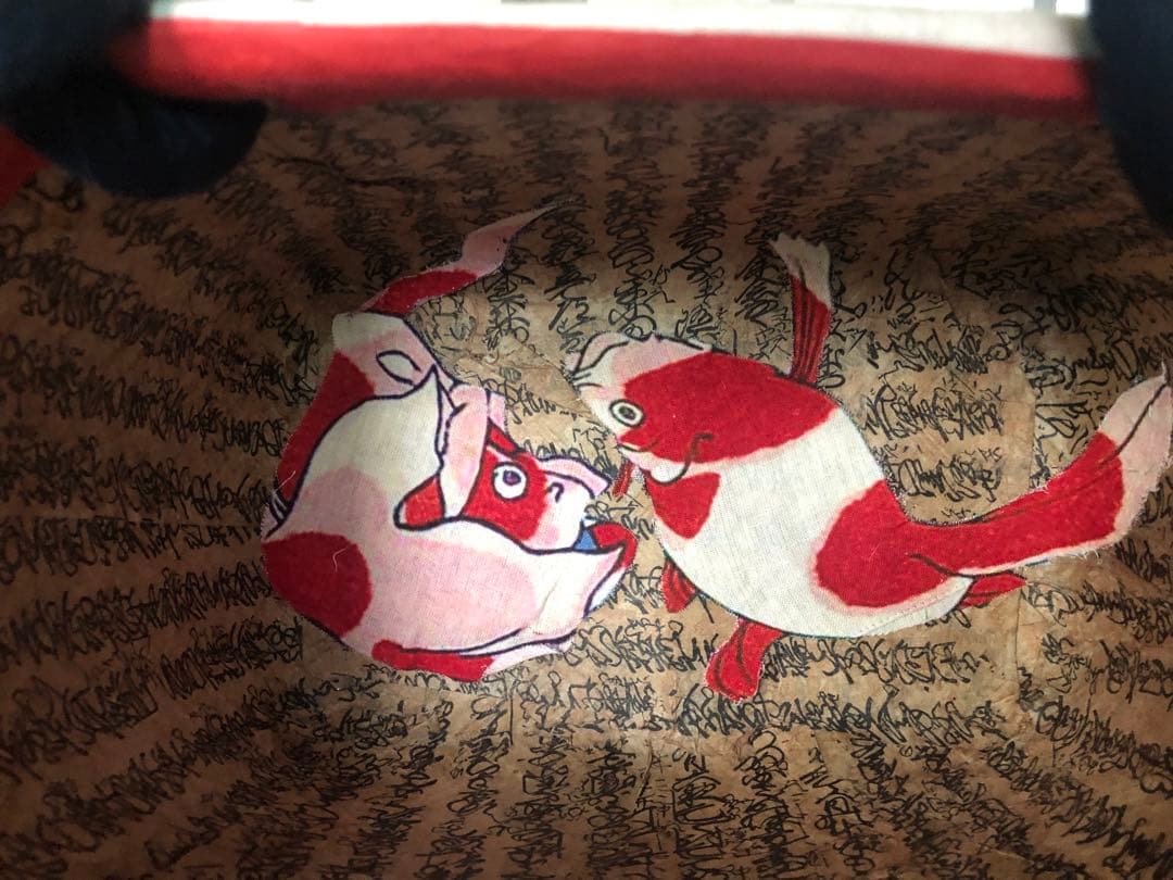 一閑張り　一閑張りバック　 歌川国芳　金魚　浮世絵