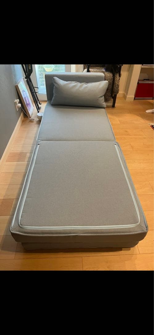 NITORI コンパクトなソファベッド 布張りタイプ ライトブルー