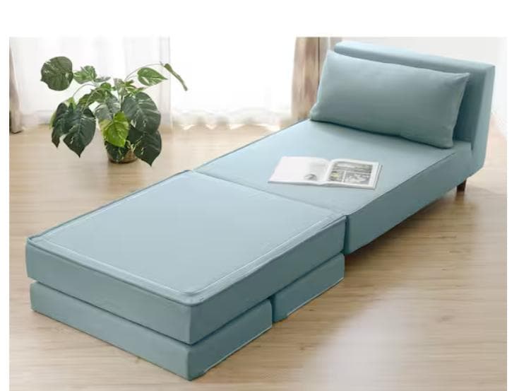 NITORI コンパクトなソファベッド 布張りタイプ ライトブルー