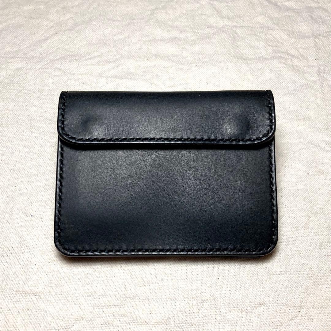 【総手縫い】イタリアンレザー コンパクト財布 本革 ミドルウォレット メンズ 黒