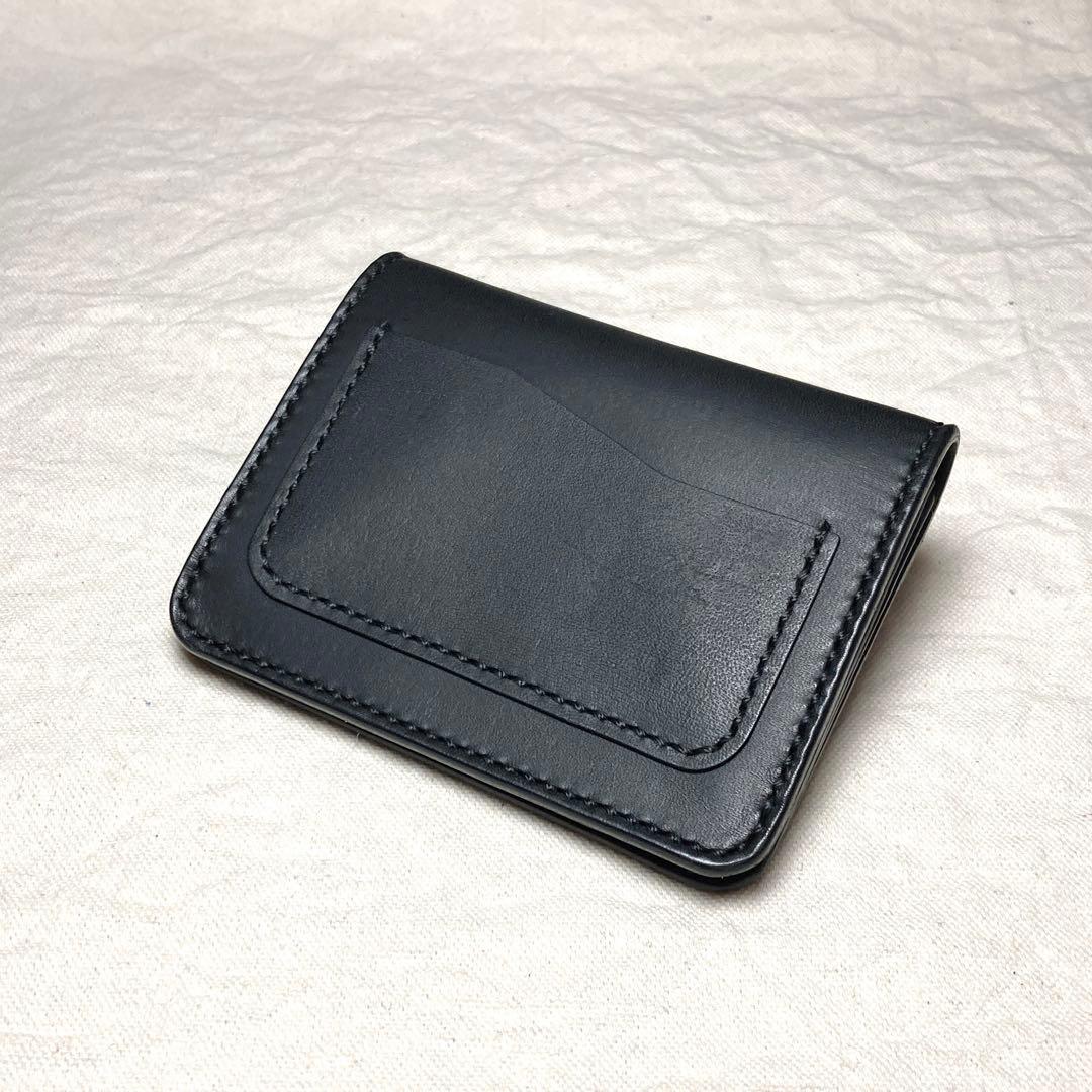 【総手縫い】イタリアンレザー コンパクト財布 本革 ミドルウォレット メンズ 黒