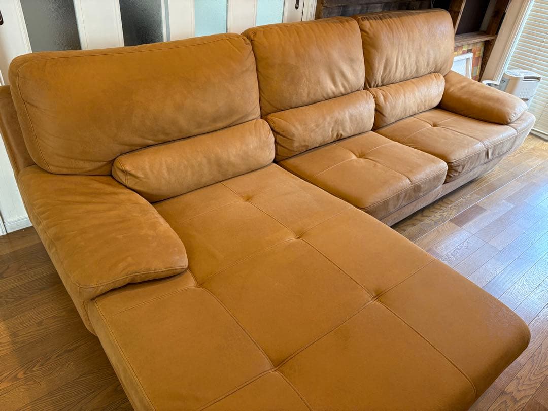 ニトリ　リラックスファーム　レザーテックス 大きいソファー　3-5人掛け