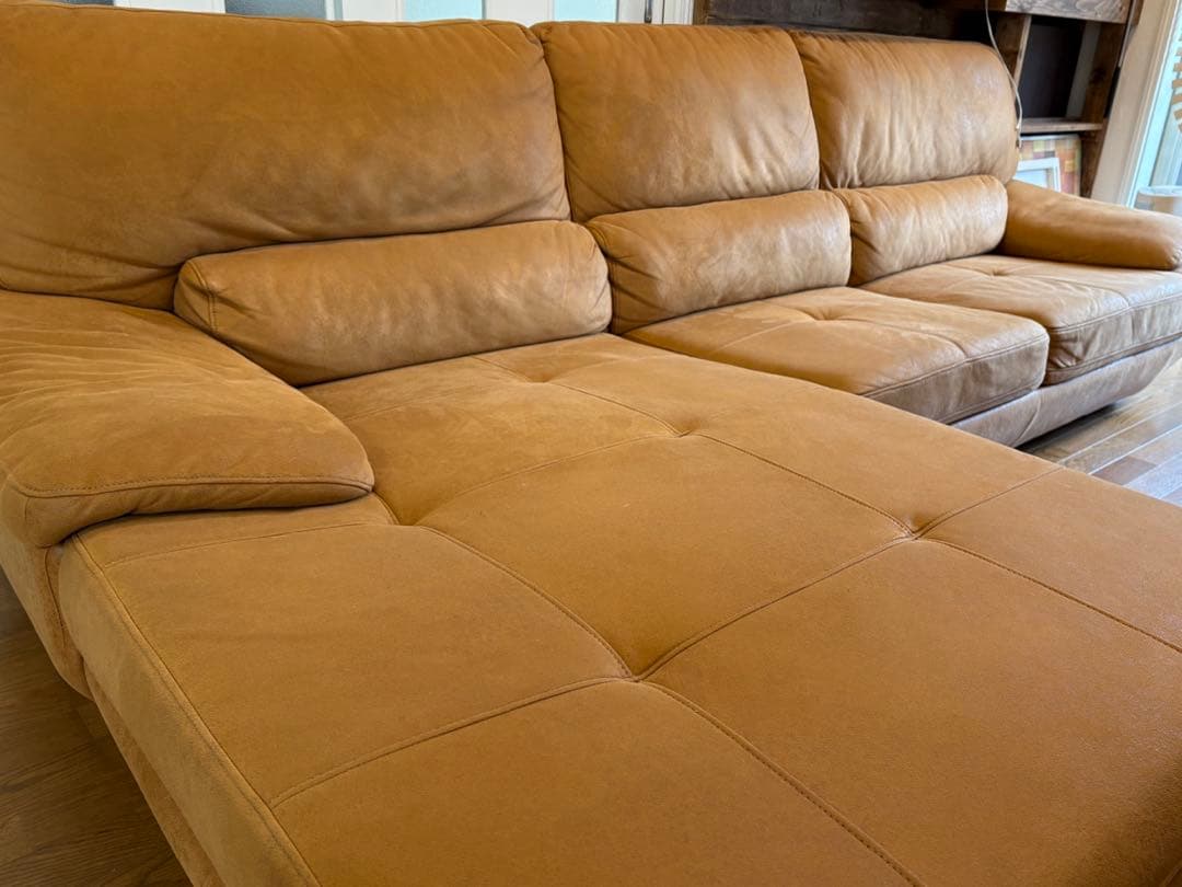 ニトリ　リラックスファーム　レザーテックス 大きいソファー　3-5人掛け