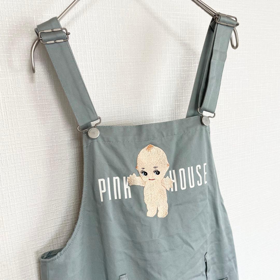 ピンクハウス エプロン【FREE】くすみ水色 料理 仕事 クッキング