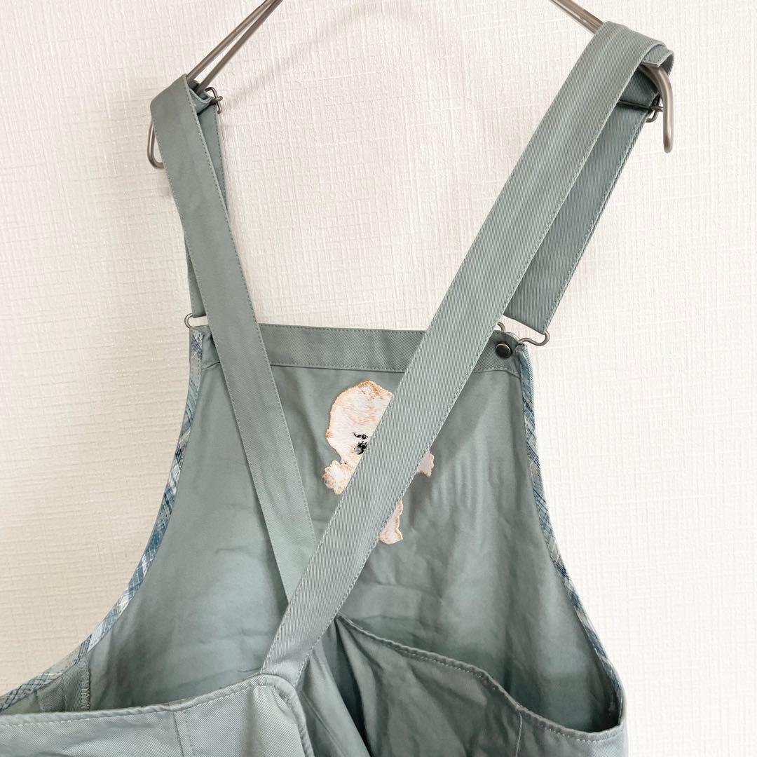 ピンクハウス エプロン【FREE】くすみ水色 料理 仕事 クッキング