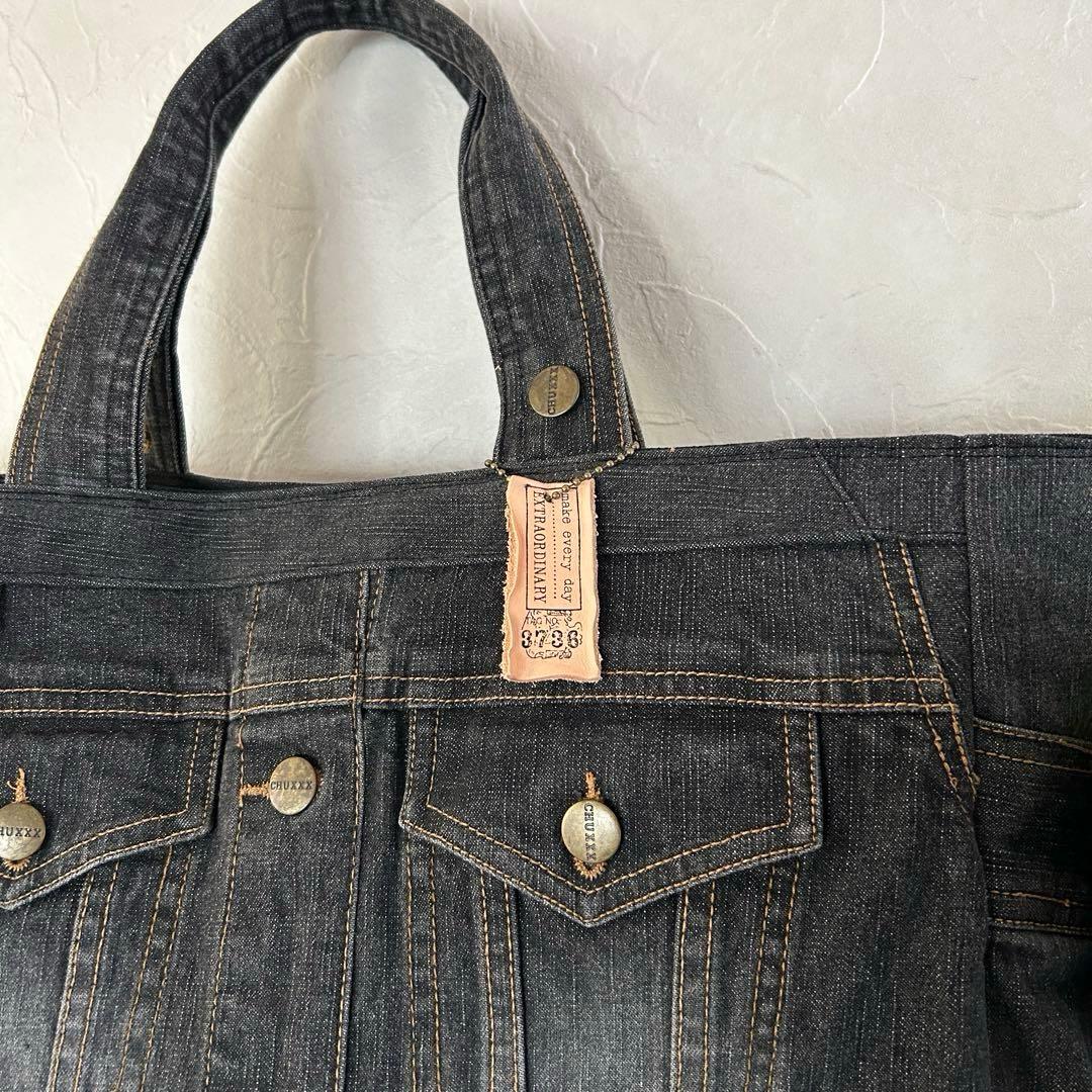 986.グレーデニム　デニムリメイク トートバッグ　ジージャン