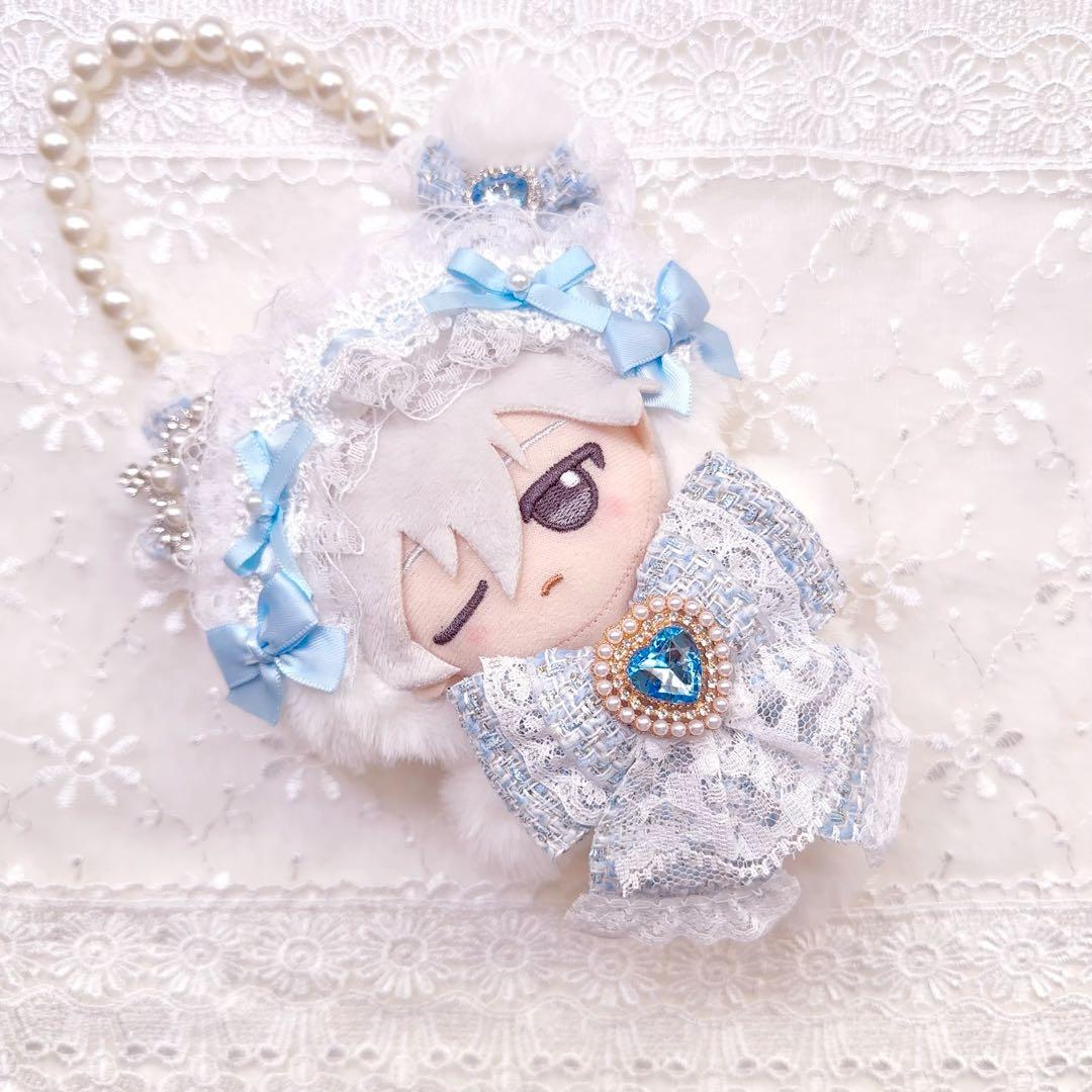 ツイードシリーズ　いつぬい　ちびぐるみ ぬい服　あんスタ　水色　ねこ　白