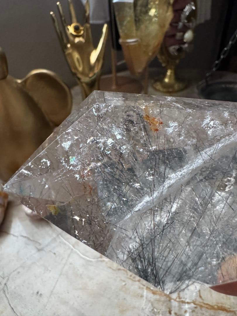 高透明＆高品質◎ブラジル産 ブラックルチルクォーツ ダブルポイント