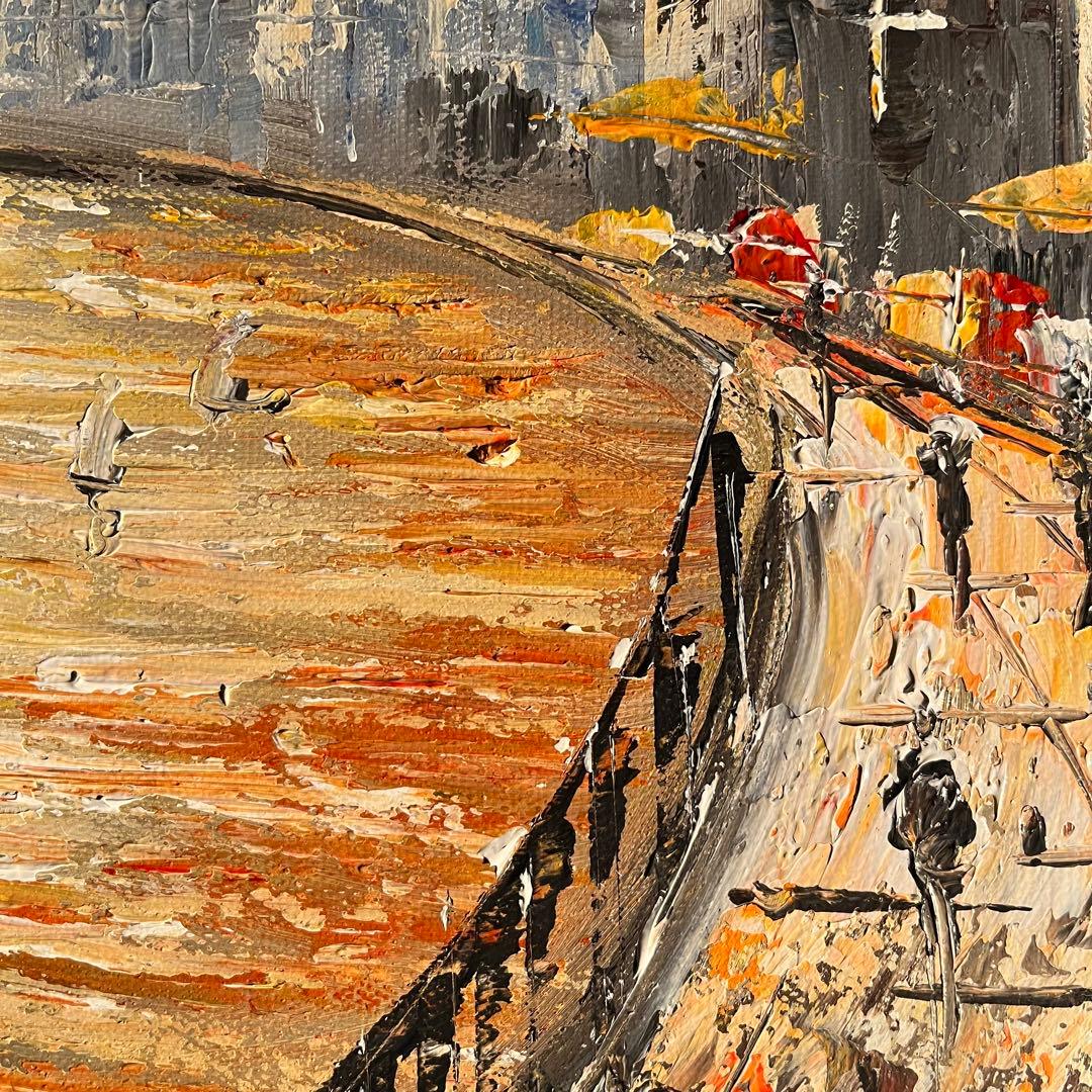 手書き油絵 パリの風景 額付 絵画 インテリア 油彩画