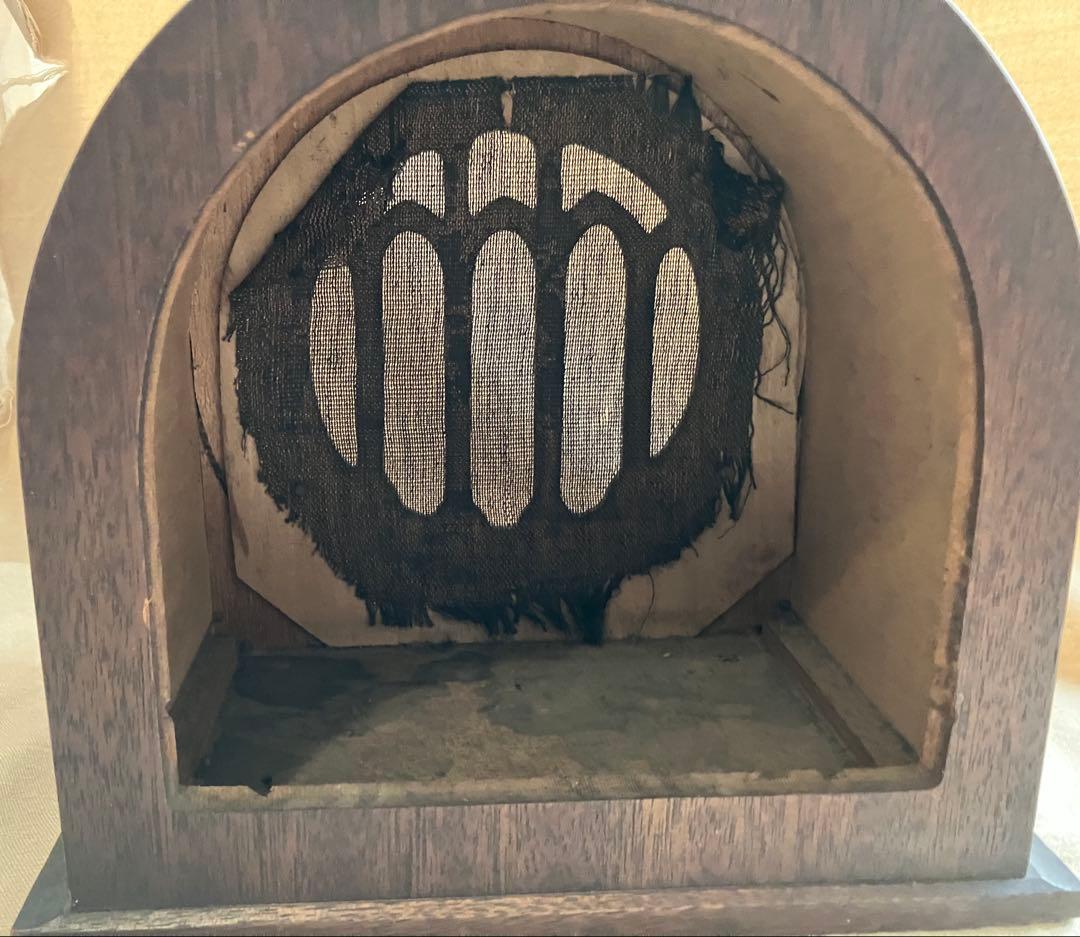 【古道具】真空管ラジオ スピーカー(かな？):木製で中は空洞です