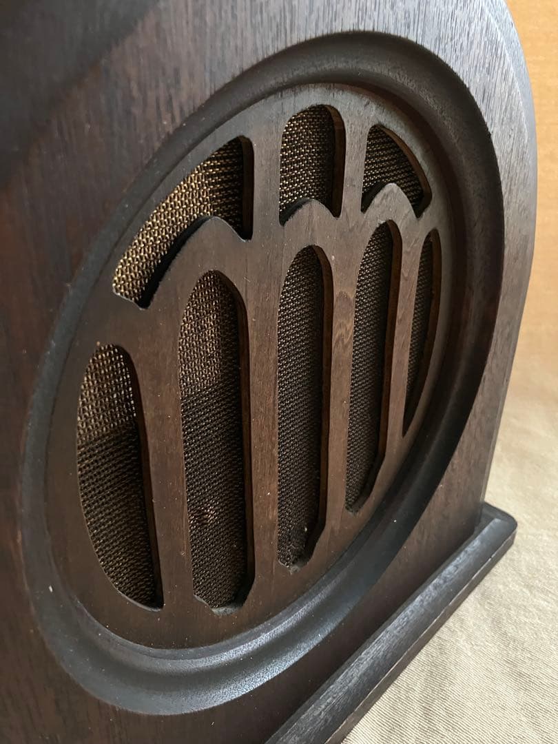 【古道具】真空管ラジオ スピーカー(かな？):木製で中は空洞です