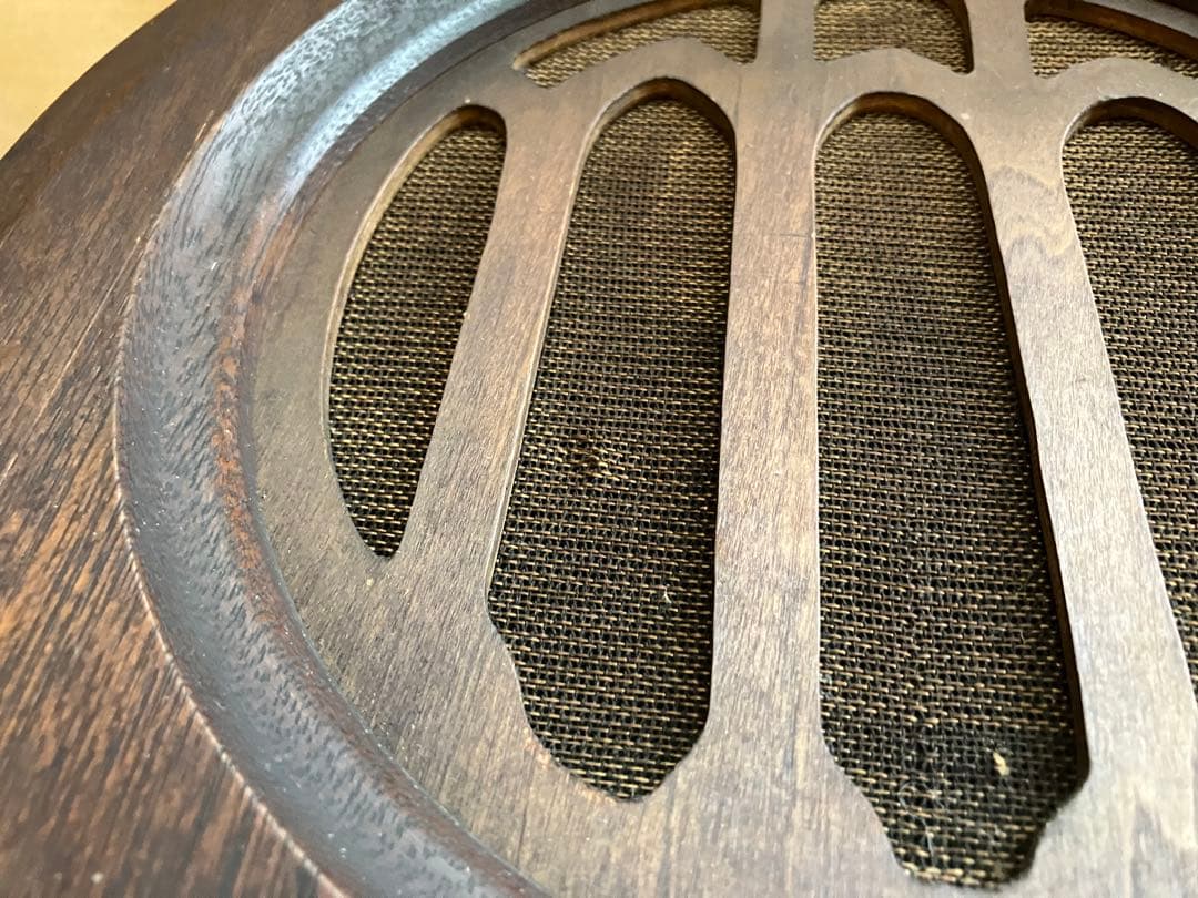 【古道具】真空管ラジオ スピーカー(かな？):木製で中は空洞です