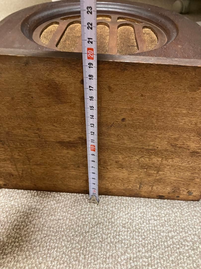 【古道具】真空管ラジオ スピーカー(かな？):木製で中は空洞です