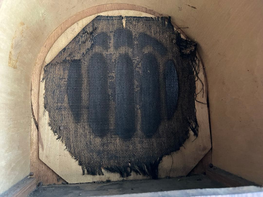 【古道具】真空管ラジオ スピーカー(かな？):木製で中は空洞です