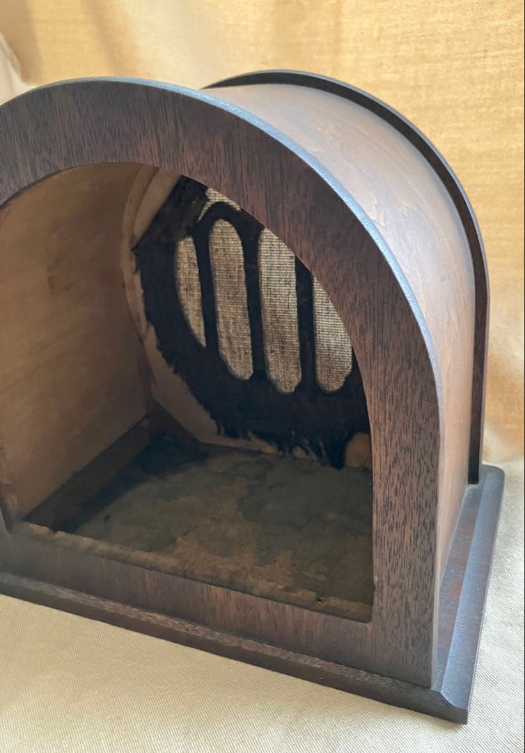 【古道具】真空管ラジオ スピーカー(かな？):木製で中は空洞です