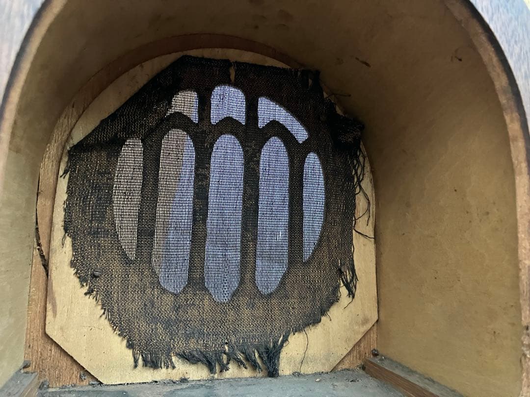 【古道具】真空管ラジオ スピーカー(かな？):木製で中は空洞です